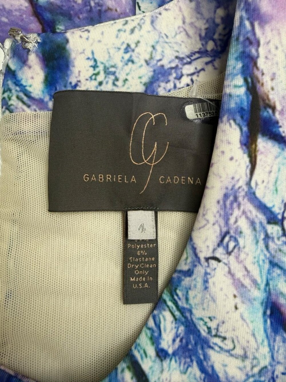 Gabriella Cadena Purple Marbled Over Cocktail Dress Size 4 O0835 - Picture 7 of 10